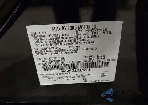 2018 Ford Ecosport S z USA, uszkodzony, nr VIN MAJ6P1SL3JC175531